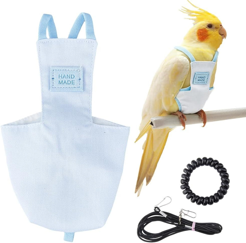 SUPERFINDINGS Snap-Closure Parrot Diaper with Leash 1Pc 5.04x2.95 Inch/128x75 mm Washable Bird Flight Suit 8.5 mmThick 2