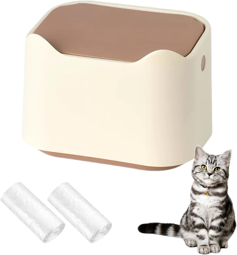 Cat Litter Trash Can Mini Countertop Trash with Press Type Lid Cat Poop Trash Can Includes 60 Refill Bags