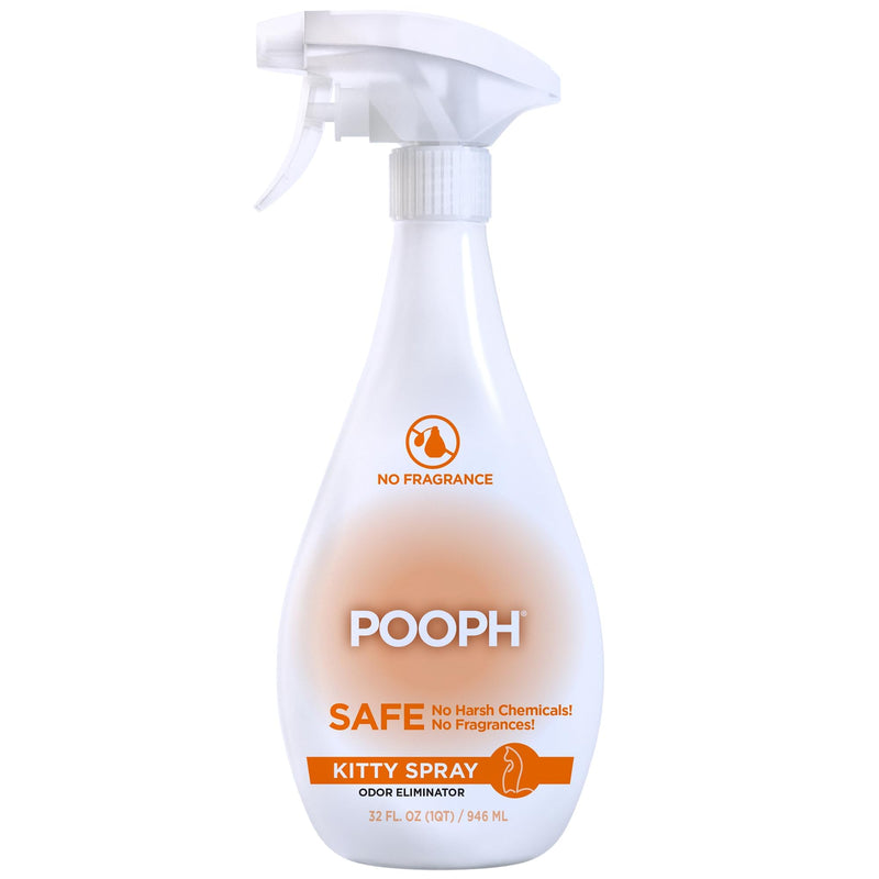 POOPH® Kitty Odor Eliminator – 32 fl oz Bottle – Proprietary Odor Elimination Technology Works On Contact – Cat Trees, Toys, Furniture, Bedding – No Fragrances, No Harsh Chemicals, Safe & Non Toxic
