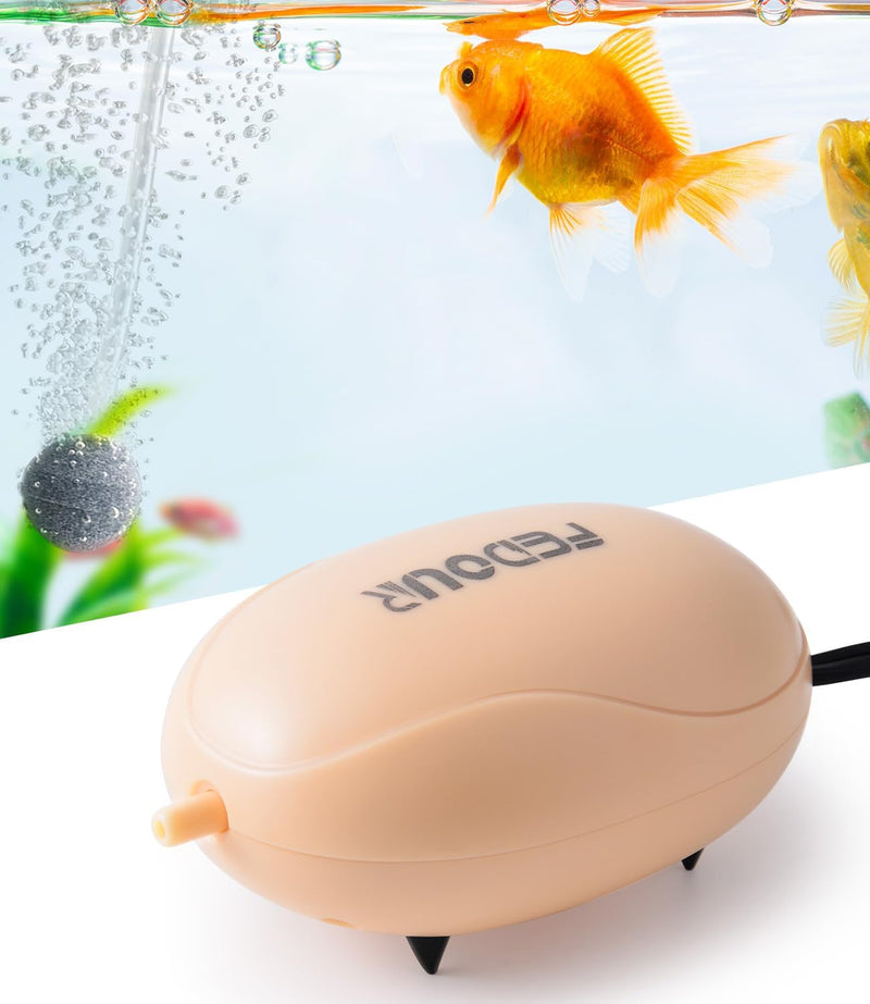 FEDOUR Mini Aquarium Air Pump, Quiet Fish Tank Oxygen Pump with Single Outlet, Aquarium Air Bubbler with Complete Access