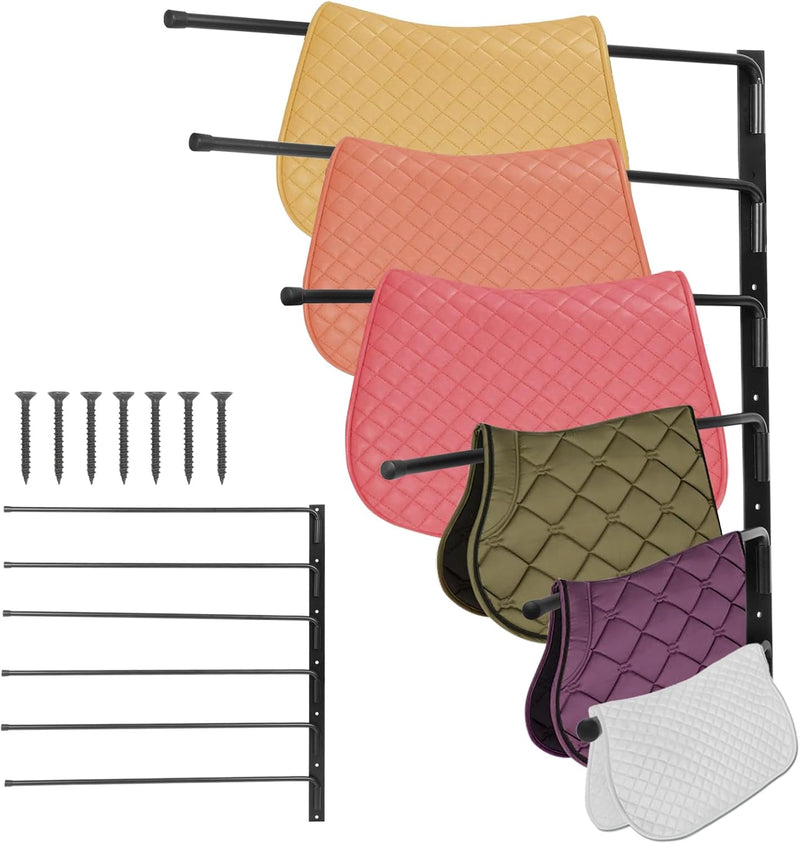 FAHKNS Saddle Pad Rack, Wall Mounted 180 Degree Swing Saddle Blanket Holder