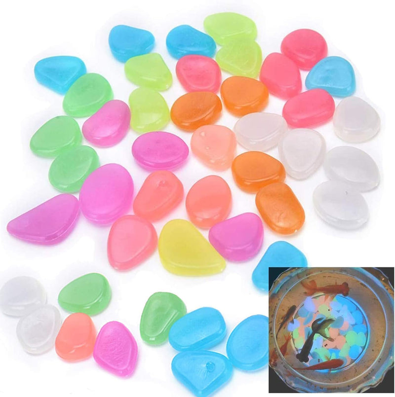 Oubest Glow in The Dark Pebbles/Glow Stones/Glowing Rocks Blue Decor for Garden/Fish Tank/Aquarium/Walkway/Driveway/Plan
