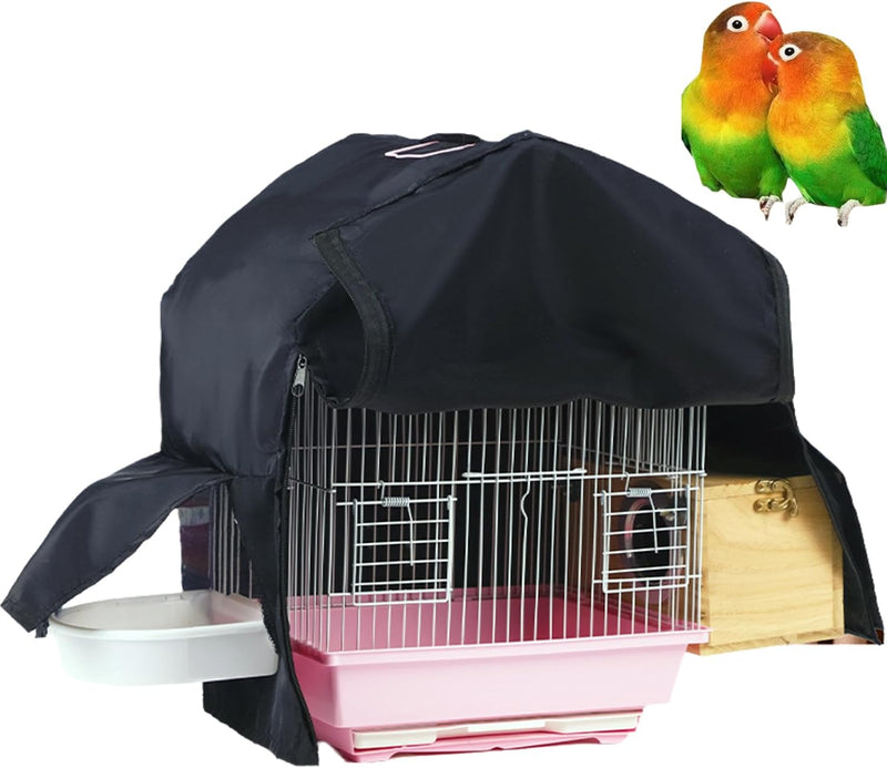 Bird Parrot Cage Cover with Dual Side Zippers, Blackout