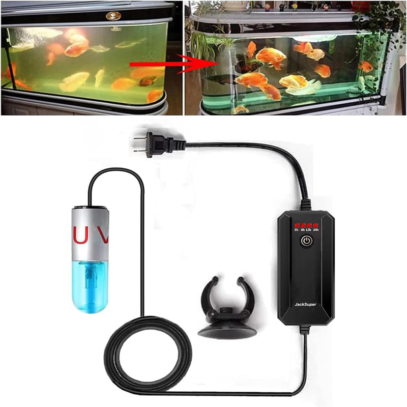 Aquarium UVC Clean Light Algae Clear Green Bloom Clean Fish Tank UVC Water Clean Lamp for Sump Pond Filter Tank (3W with