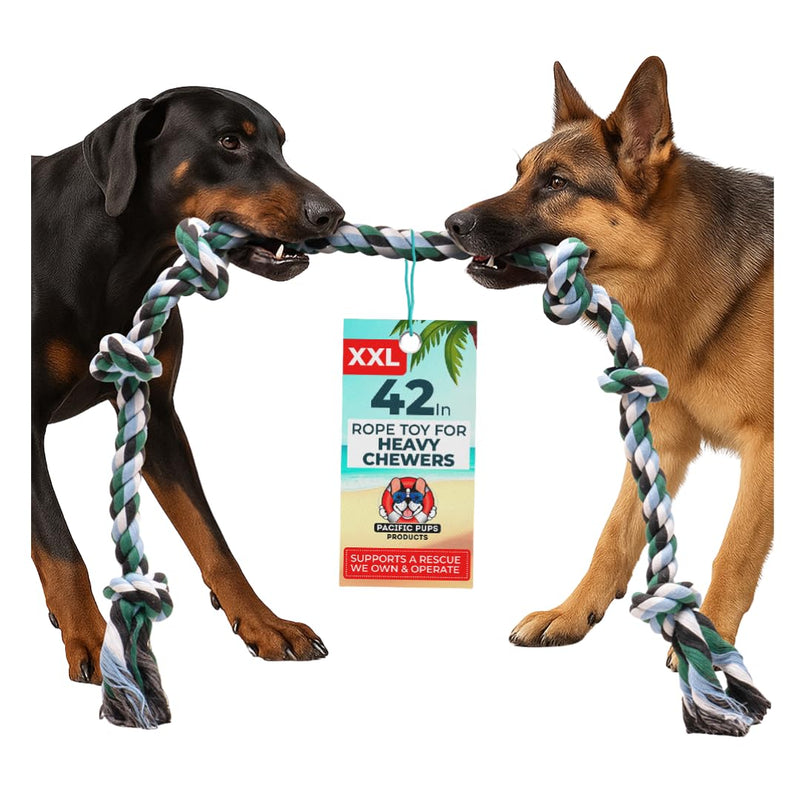 Giant Dog Rope Toys for Extra Large Dogs - 42 Inch, 6 Knot Tough Rope Chew Toys for Large Dogs - Benefits Non-Profit Animal Rescue - Indestructible Dog Toy for Aggressive Chewers