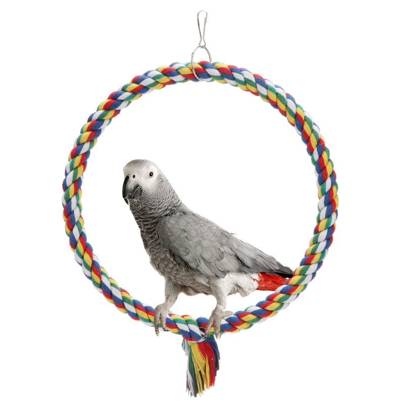 Bird Rope Swing Colorful Perch Climbing Toy for Parrots Budgie Parakeet Cockatiel Cockatoo Conure (M (10.4 inch)