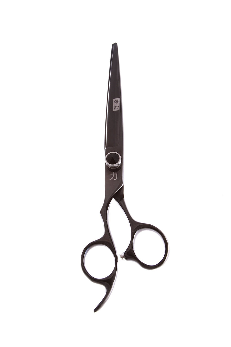 ShearsDirect 440c Japanese Stainless True Left-Handed Shear with Ergonomic Handle, Black, 7 Inch, 2.7 Ounce