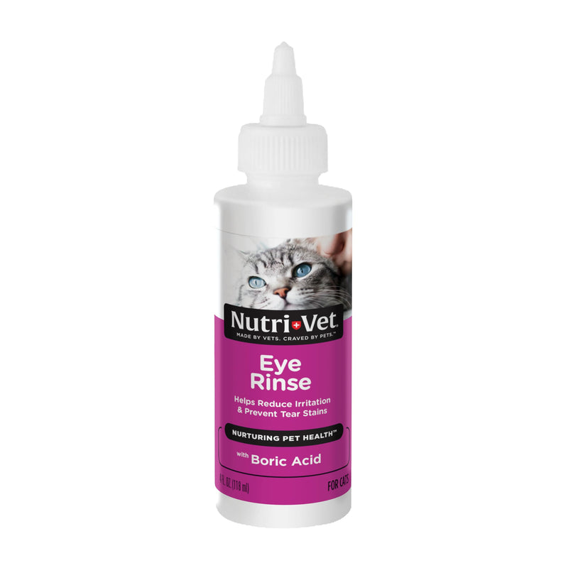 Nutri-Vet Cat Eye Rinse, Sterile Solution Gently Cleanses Eyes and Surrounding Tissue, Removes Debris Pollen and Mucus, Relieves Irritation, Helps Reduce Tear Stains, Sensitive Ophthalmic Flush, 4oz
