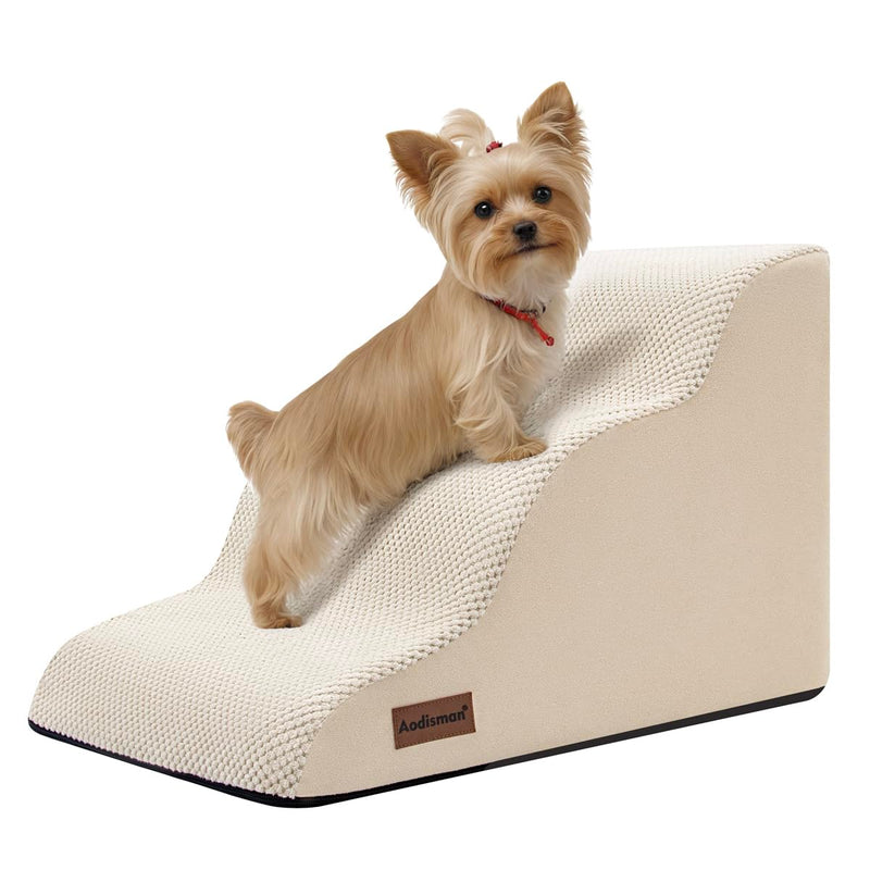Aodisman Dog Stairs for Small Dogs,3 Step Dog Ramp for Couch and Bed,Pet Stairs with Non-Slip Bottom for Old Cats,Indoor Pet Steps,Comfort,Durable,15.4