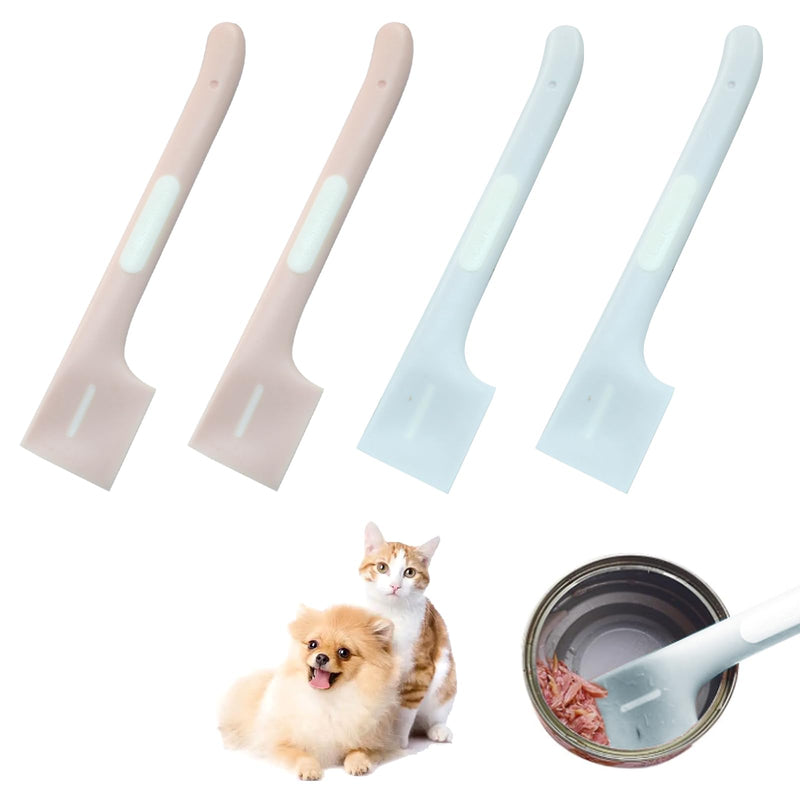 Zorfeter 4 Pack Pet Food Spoon, Silicone Mixing Spoons Canned Scoop, Mini Spatula Food Can Spoon for Feeding Can Wet Food Storage Dog/Cat(Pink+Grey)
