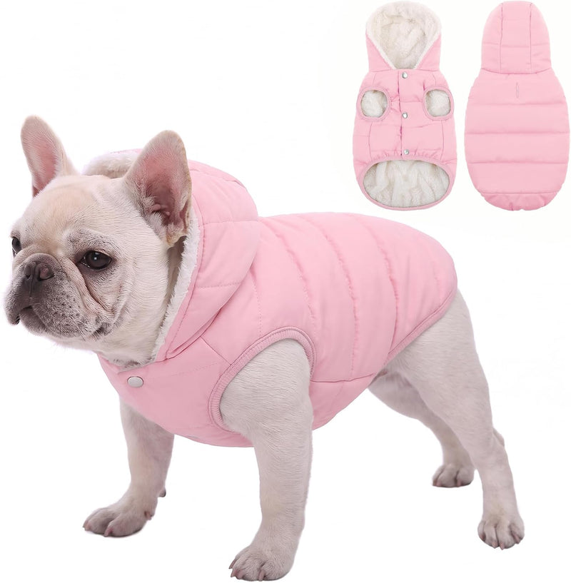 SAWMONG Dog Winter Coat,Warm Fleece Lined Dog Jacket with Leash Hole & Hood