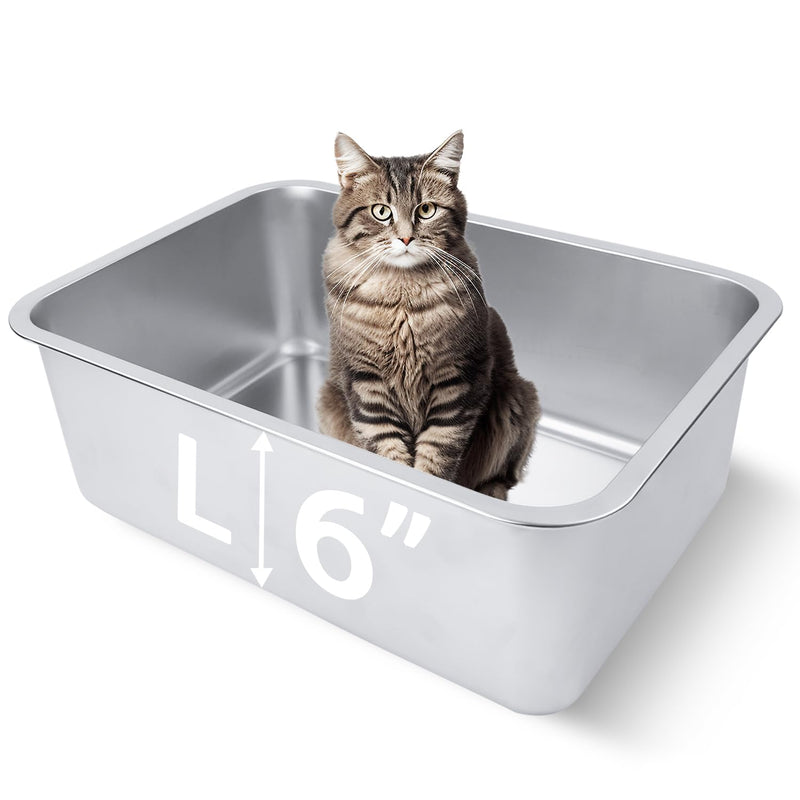HNeekyr Stainless Steel Cat Litter Box for Adult Cats or Kitty/Kitten 18