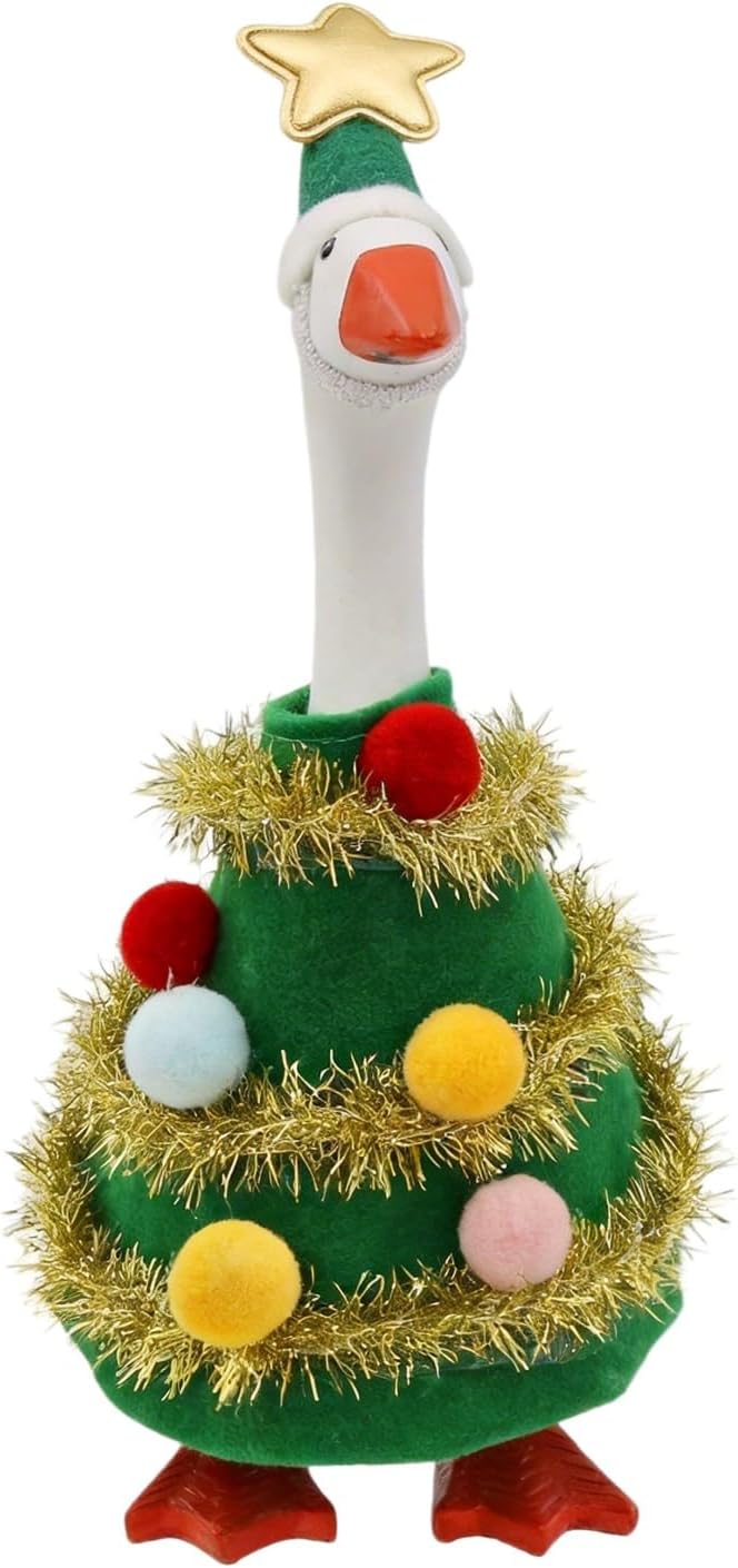 7 Inch Desk Goose Outfits, Mini Christmas Tree Costume for Desktop Statues Table Decor