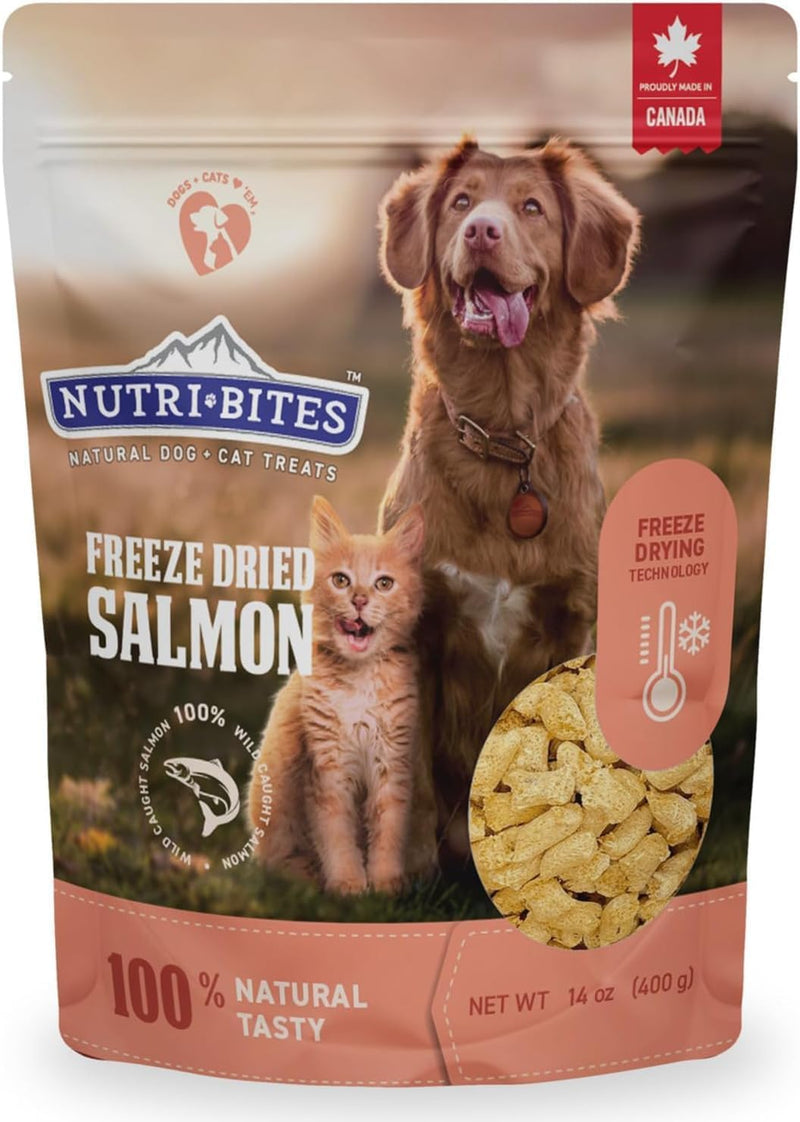 Nutri Bites Freeze Dried Salmon Dog & Cat Treats, Single Ingredient, Single