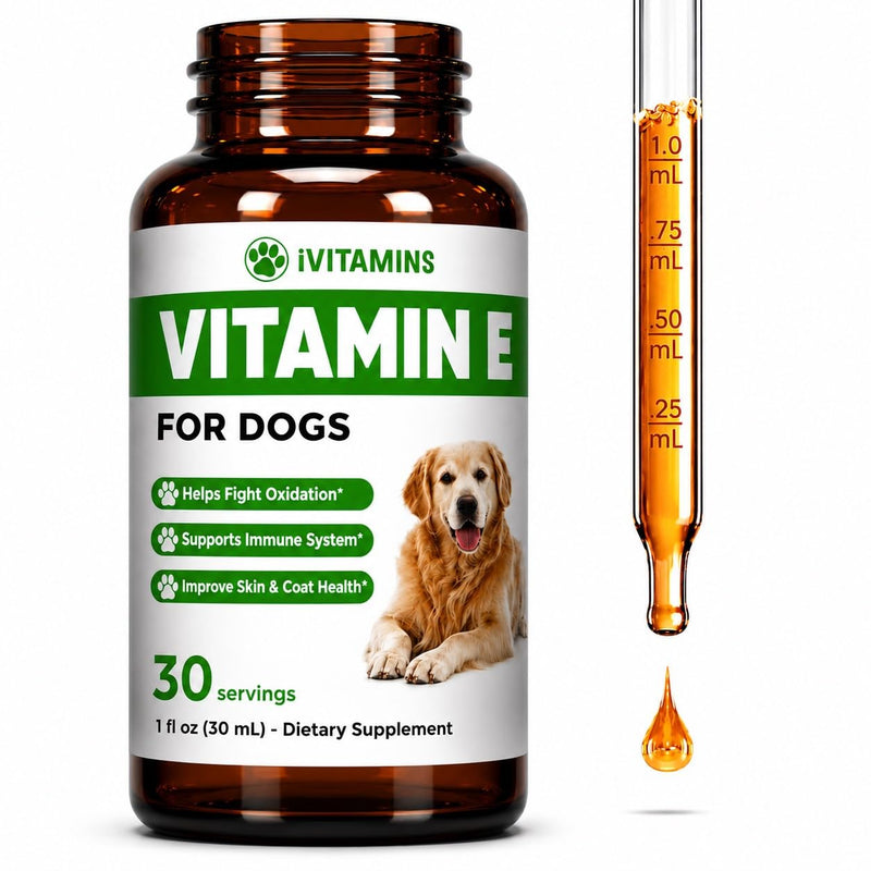Vitamin E for Dogs - Vitamin E Oil for Dogs - Helps to Support Joint Health, Mobility, Skin & Coat Health, & Much More - Dog Joint Support - Dog Skin & Coat Supplement - 1 fl oz - Bacon Flavor