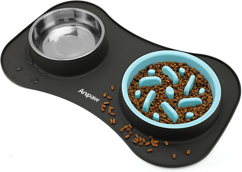 Slow Feeder Dog Bowls 3 in 1 Stainless Steel Food Water Bowl to Slow Eating
