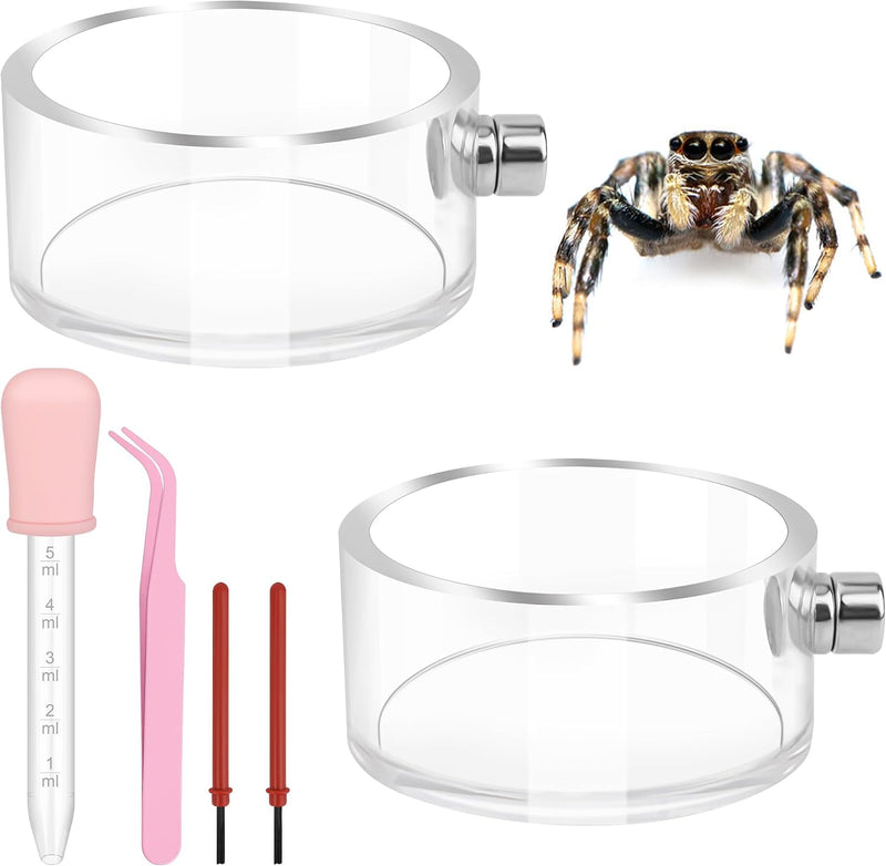 6PCS Jumping Spider Feeding Dish Set Magnetic Food Dish for Spider