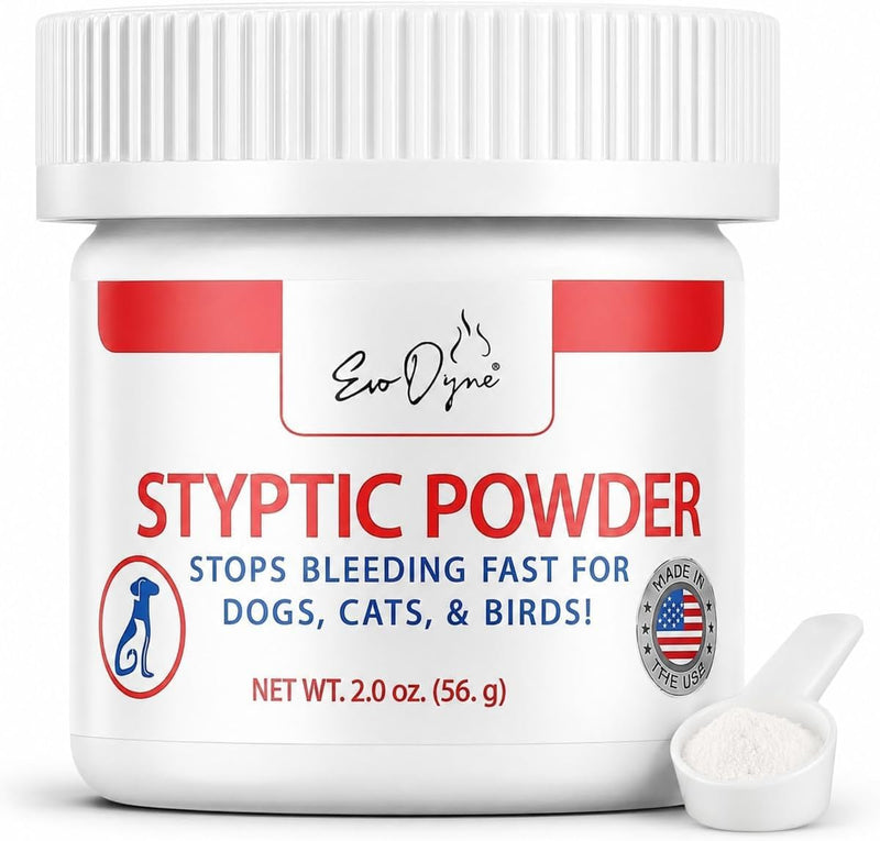 Styptic Powder for Dogs, Cats, and Birds (2 oz) by Evo Dyne | Fast-Acting Blood Stop for Pets | Quick Stop Bleeding Powder for Dog Nail Clipping, Grooming, Cuts and More (1-Pack)