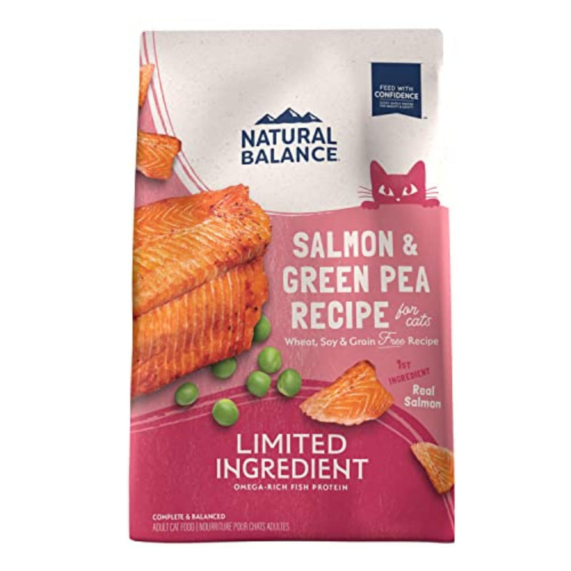 Natural Balance Limited Ingredient Adult Grain-Free Dry Cat Food - Balanced Nutrition - Soy-Free, Corn-Free Limited Ingredient Formula - 10 lb - Salmon & Green Pea Recipe