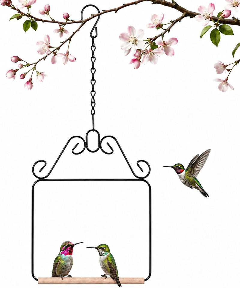 Grevosea Metal Frame Hummingbird Swing with Wooden Dowel and Hanging Chain