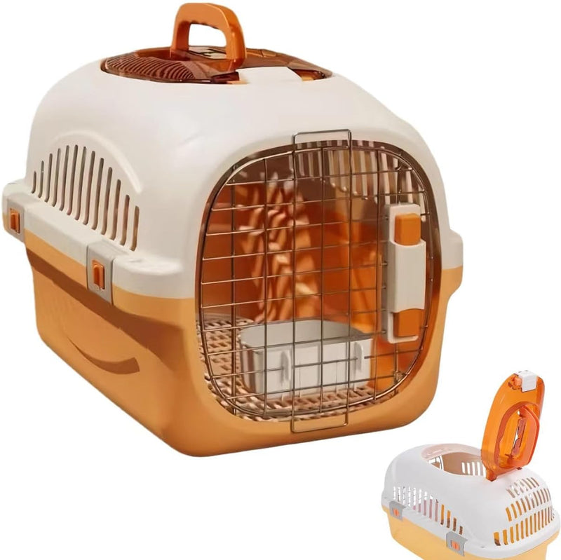 Hard Cat Carrier for Large Cats up to 20 lbs, Top Loading Plastic Pet Travel Kennel with Hard Shell, Metal Wire Door, Ro