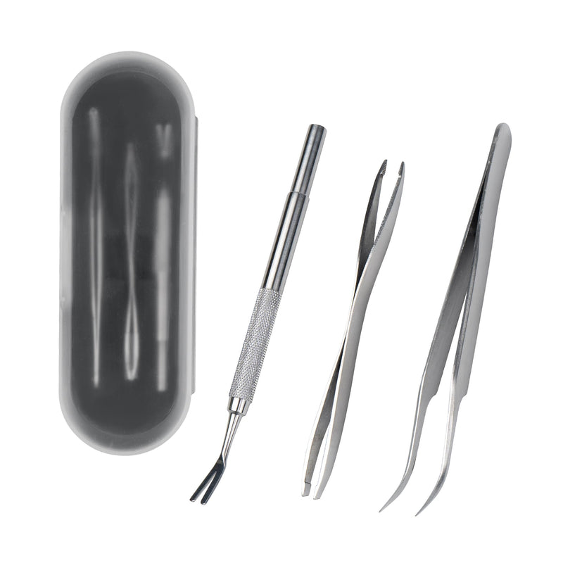 PETSPLICITY Tick Remover Kit - Stainless Steel Tick Removal for Humans and Pets - Tick Tweezers for Safe and Complete Removal of Big and Small Ticks for Cats and Dogs - Removal Kit with Storage Pouch