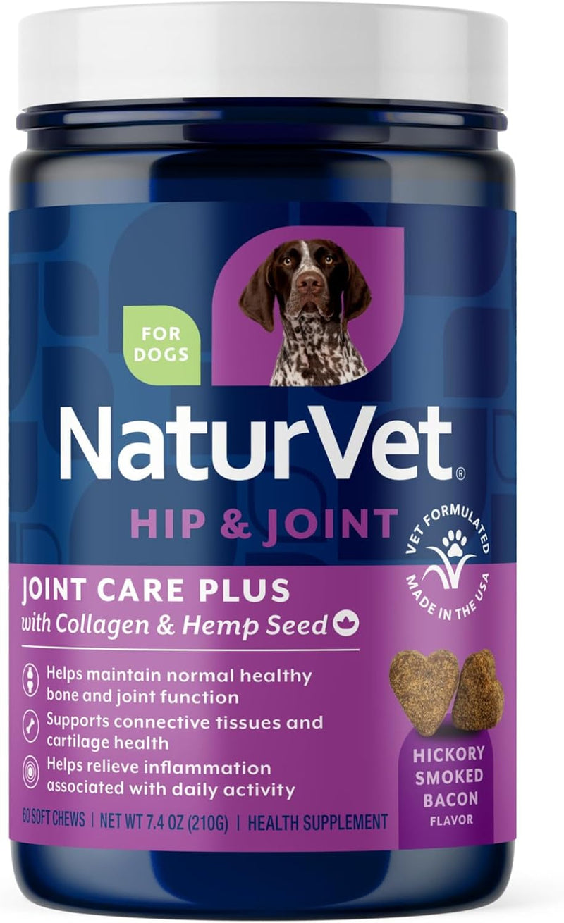 NaturVet Hemp Advanced Joint Health Dog Supplement Plus Hemp Seed - 60 Ct