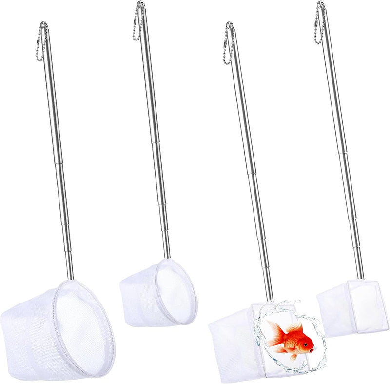 4PCS Fish Tank Shrimp Net Extendable Handle, Aquarium Small Fishing Nets