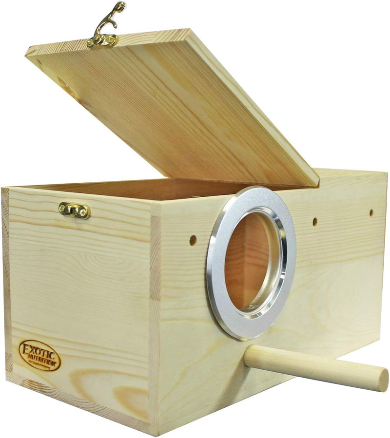 Sturdy Nest Box (M) - Cage Attachment, Hinged Lid, Perching Ledge - for Sugar Glider, Squirrel, Rat, Finch, Parakeet, Lo