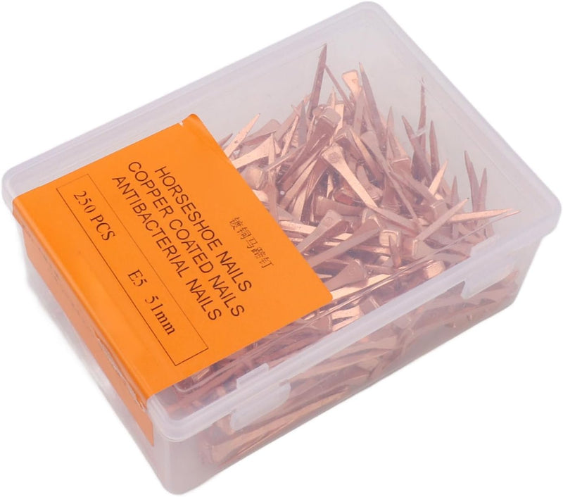 250Pcs Horseshoe Nails Copper Plated Rustproof Equestrian Riding Equipment Pet Supplies (51mm E5)