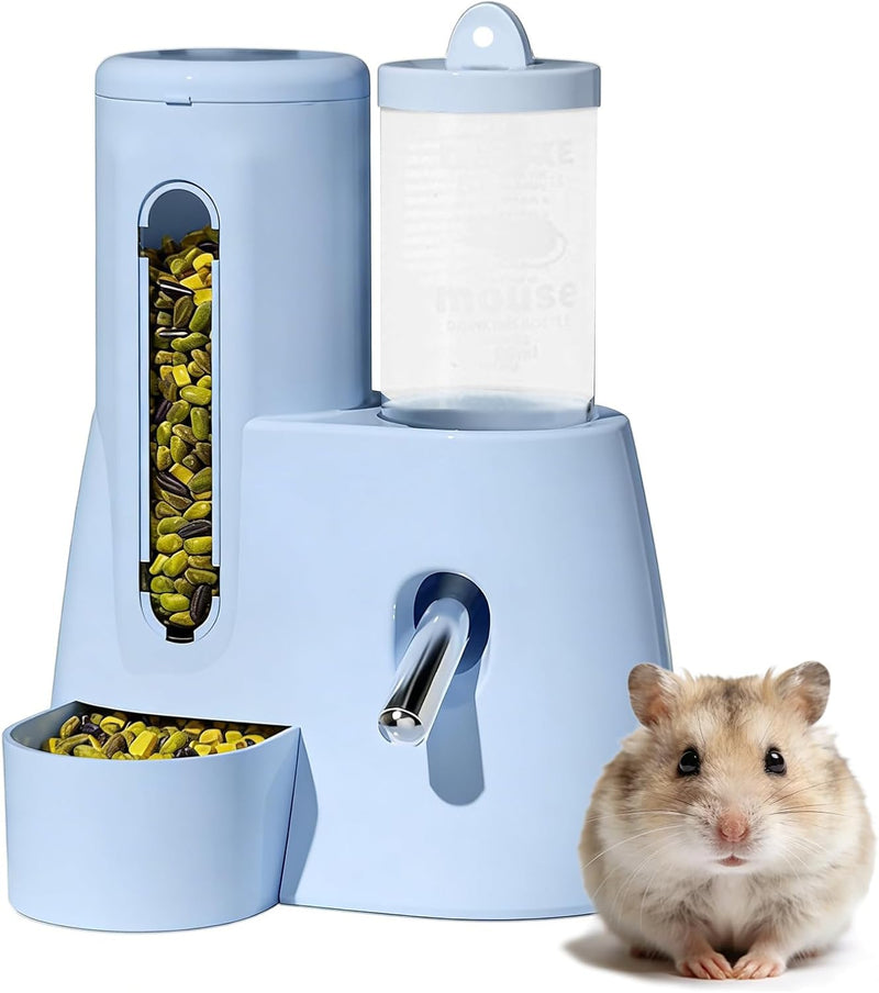 Hamster Water Bottle with Food Bowl,Hamster Cage Accessories 300ml+80ml