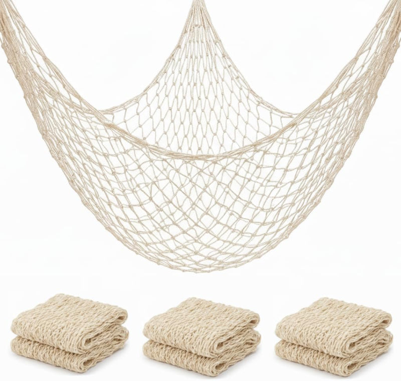 Sukh Fish Net Decorations for Party - 3PCS 39.37 * 78.74 in Fishing Net Decoration Netting for Wall Photo Hanging Nautic