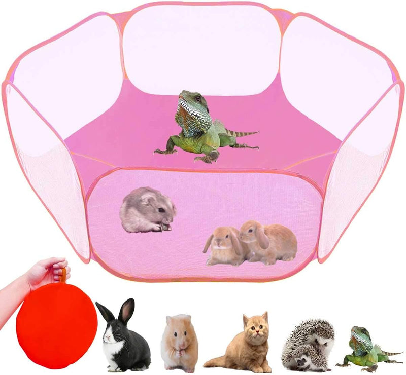 Small Animals Tent,Reptiles Cage,Breathable Transparent Pet Playpen Pop Open Outdoor/Indoor Exercise Fence,Portable Yard