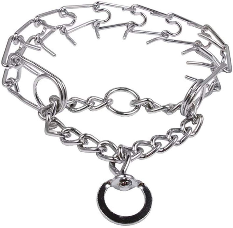 Darkyazi Durable Pinch Collar Stainless Steel Dog Adjustable Pet Training Collar for Medium Large Dogs (Large (Pack of 1), Silver)
