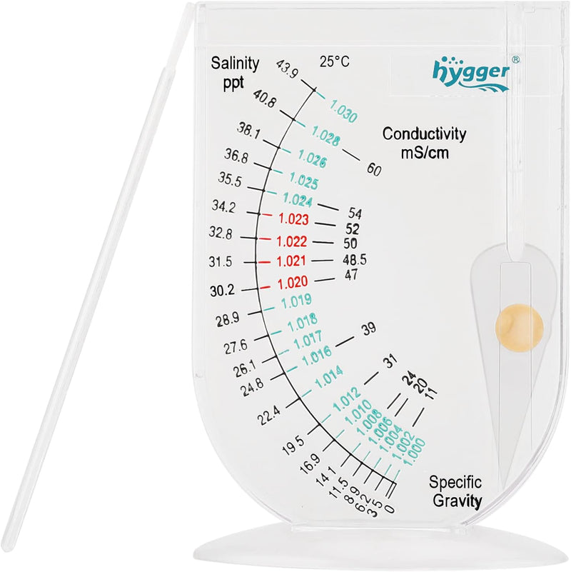 hygger Salinity Tester, Transparent Acrylic Aquarium Hydrometer Sea Specific Gravity Test Salinity Meter for Fish Tank P