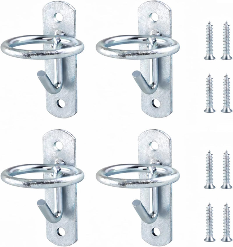 Horse Stall Bucket Hooks, Heavy Duty Metal Ring Bucket Hangers with J-Hook, Wall Mounted Water Feed Bucket Holder for Ba