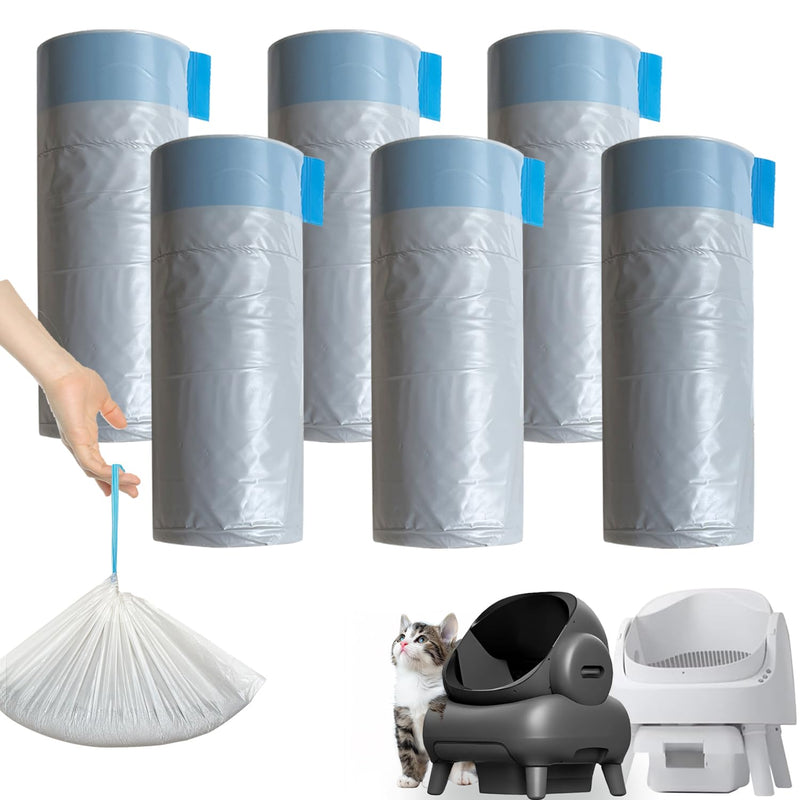 120 Count Litter Bags Compatible with Neakas M1 and Autoscooper 11 Open-Top Self-Cleaning Cat Litter Box, 6 Rolls Cat Litter Waste Receptacles Bags (120 Count)