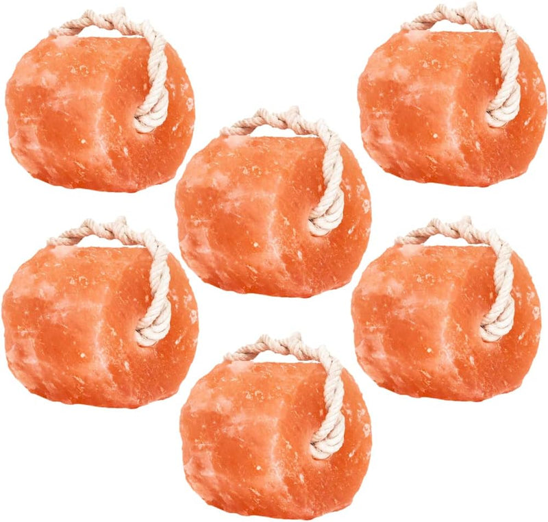 Glowyn Himalayan Salt Lick-Natural Minerals Block on Rope - 4.0 lbs. (6 Packs) - Great for Horses, Cattle, and Live Stoc