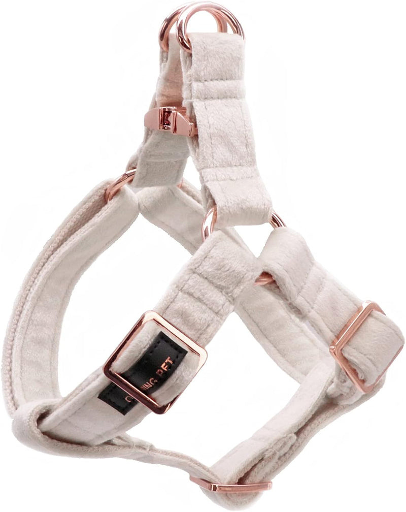 ARING PET Dog Halter Harness, Velvet Dog Harness, Adjustable No Pull White Dogs Halter Harness.