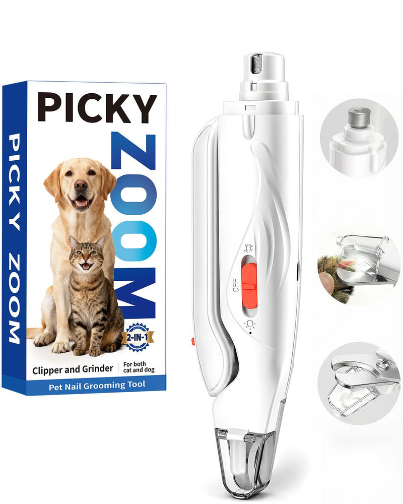 2-in-1 Dog & Cat Nail Clippers and Grinder with Light – Upgraded Safety Guard to Avoid Overcutting, Sharp Blade, Painless Quiet Pet Nail Claw Trimmers, Professional Grooming Tool for Large Small Pets