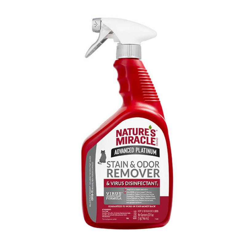 Nature’s Miracle Advanced Platinum Stain And Odor Remover And Virus Disinfectant 32 Ounces, Eliminates Tough Dog Messes
