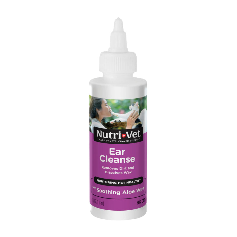 Nutri-Vet Ear Cleanser for Cats - Cleans and Deodorizes with Gentle Ingredients - Itch & Infection Relief - 4 Ounces