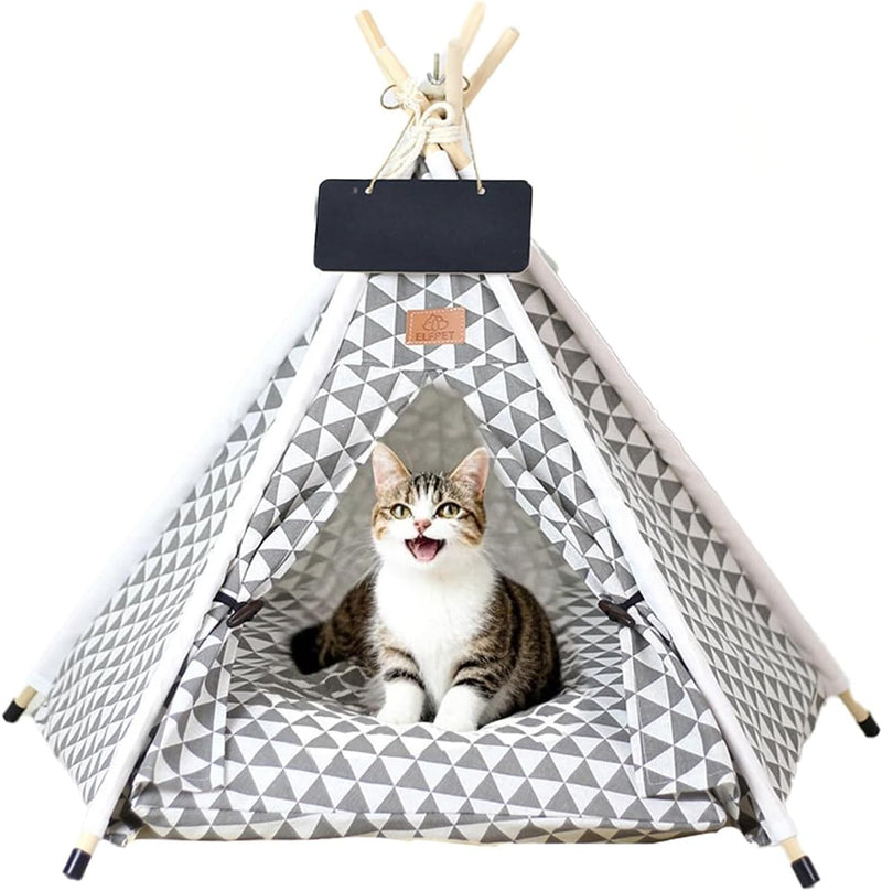 OAOAPLOS® Cat Tent and Dog Tent Bed Teepee, Indoor Dog Tent with Cushion, Small Pet Tent for Dogs and Cats, Cozy Cat Tee