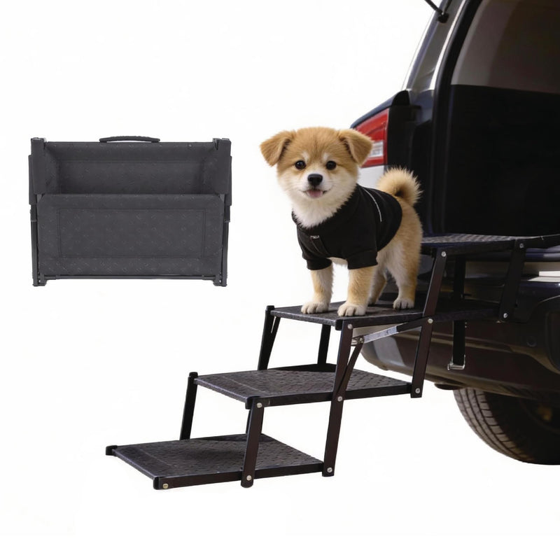 Dicprms Dog Stairs 4 Steps Foldable Dog Ramp with Non-Slip Surface, Portable Dog Steps for Cars,SUV and Truck, Supports up to 250 lbs