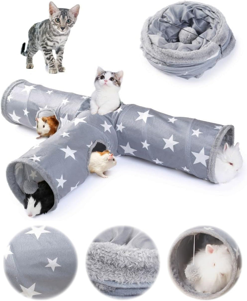 JanYoo Bunny Tunnel Rabbit Hideout Cat Toys for Rabbits Accessories 3 Ways
