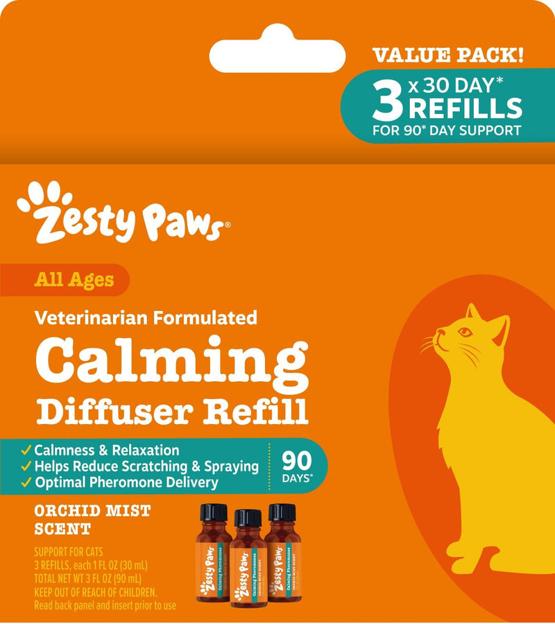 Zesty Paws Cat Calming Diffuser - Cat Pheromones, 3 Pack Refill