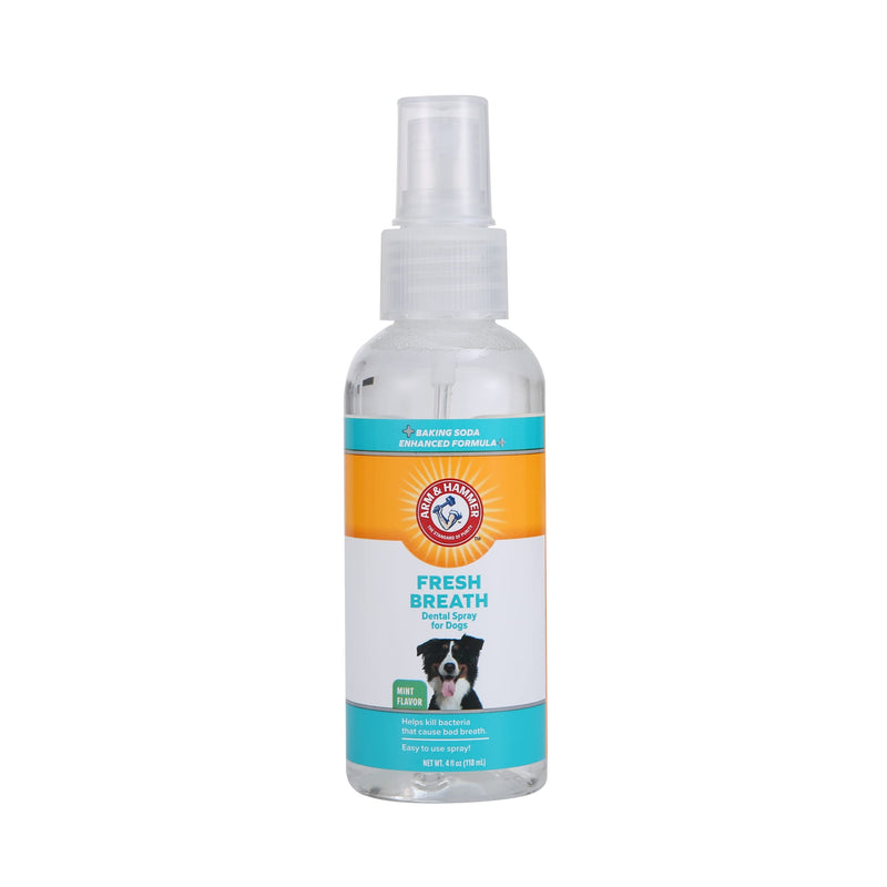 Arm & Hammer for Pets Dog Oral Care Spray, Mint Flavor Breath Freshener with Baking Soda for Brushless Plaque and Tartar Support, Easy Daily Dental Maintenance for Adult Dogs, 4 Fl Oz