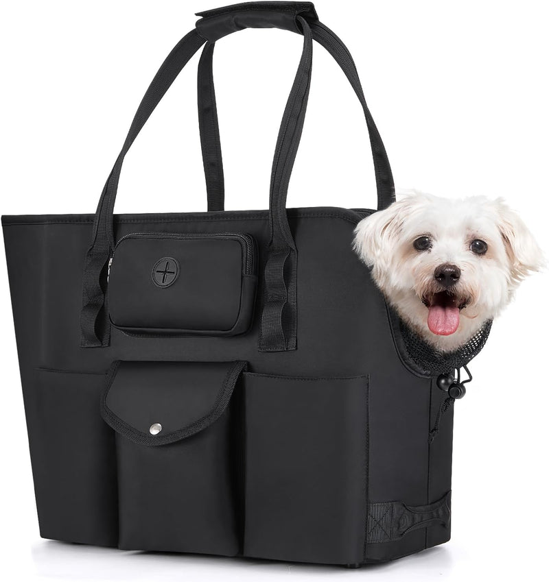 SlowTon Dog Purse Carrier - Portable Dog Carrier with Pockets & Safety Leash for Small Dogs Under 12 lbs, Breathable Pet