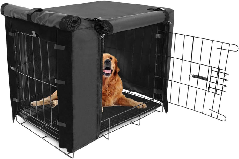 Dog Crate Cover, Double Door Breathable Crate Cover, 24 inches, Black