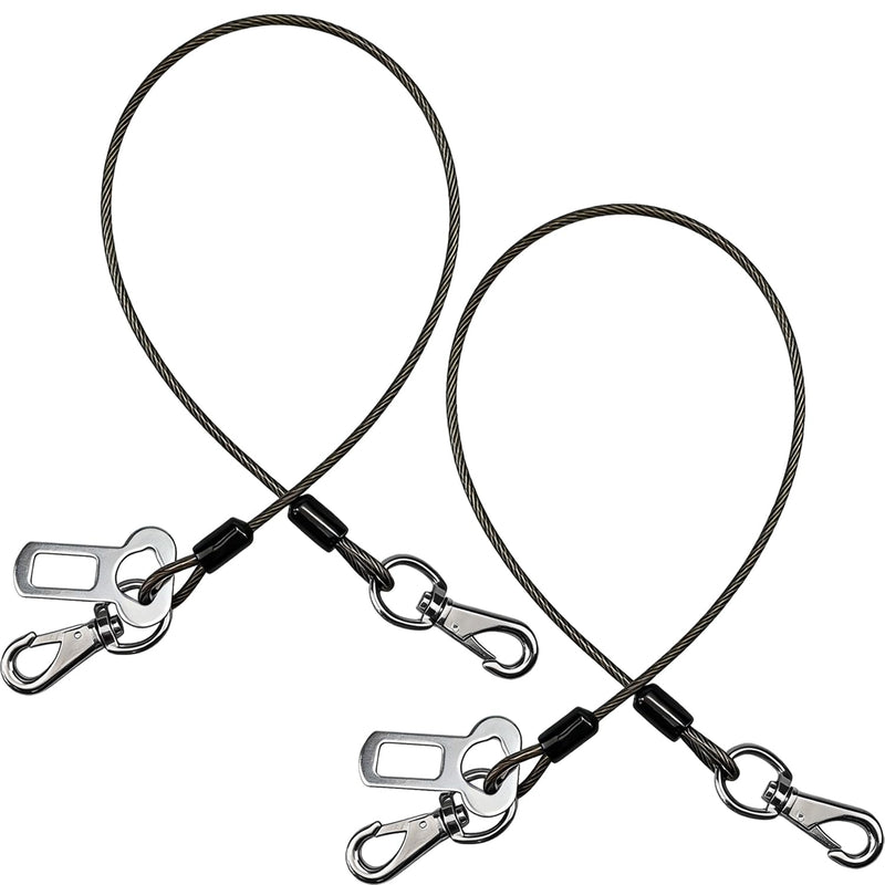 Mi PupJoy 2-in-1 Dog Seat Belt for Car, Chew Proof Pet Safety Belt for Dog, Heavy Duty Dog Car Harness Restraint, Waterproof Coated Steel Wire Dog Leash (Black*2, 32inch/80CM)
